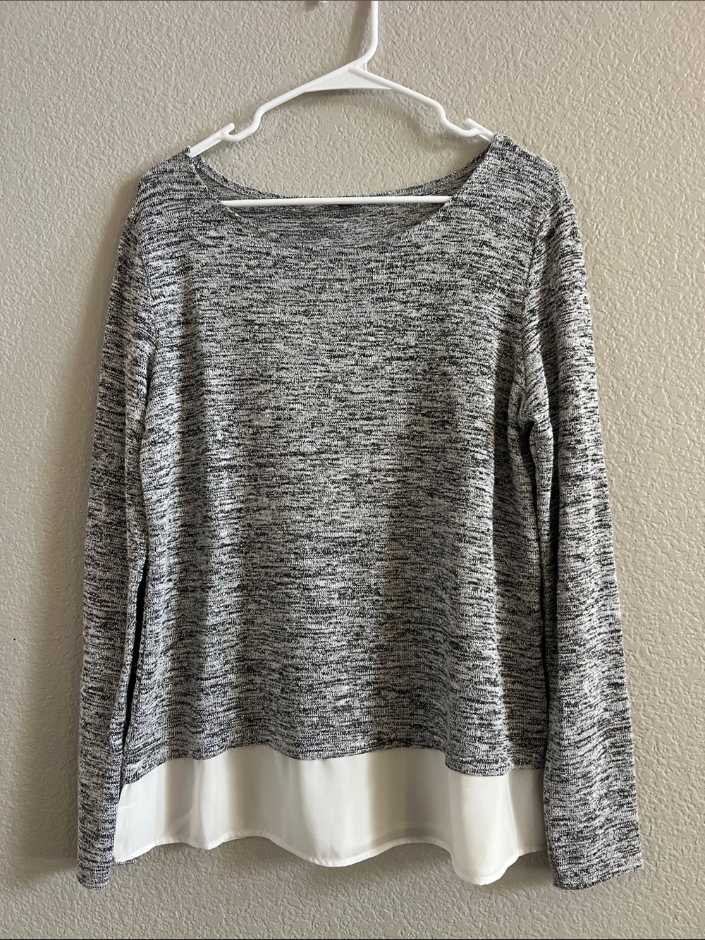 Pimkie Women's Marbled Gray/Silver Sparkling Long-Sleeve Top Size L